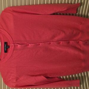 Ellen Tracey Pink Button Down Cardigan Sweater 3/4 Sleeve Women's Small